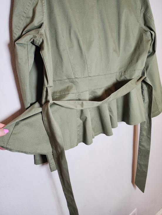 NWT Lane Bryant Green Crop Peplum Utility Jacket Belted Soft Cotton Blend 20 2X - Picture 11 of 16